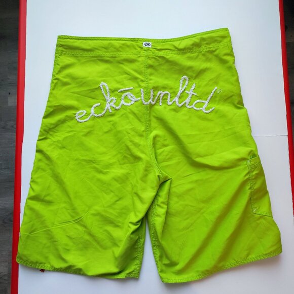 Ecko Unlimited board short men's size 34 neon green embroidered - Picture 3 of 11